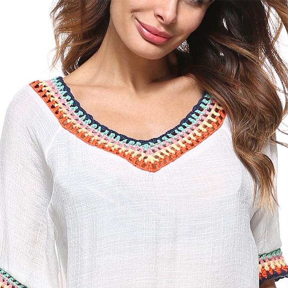 NWT Boho Beautiful Crocheted Fringe Beach Cover-up - Picture 5 of 7